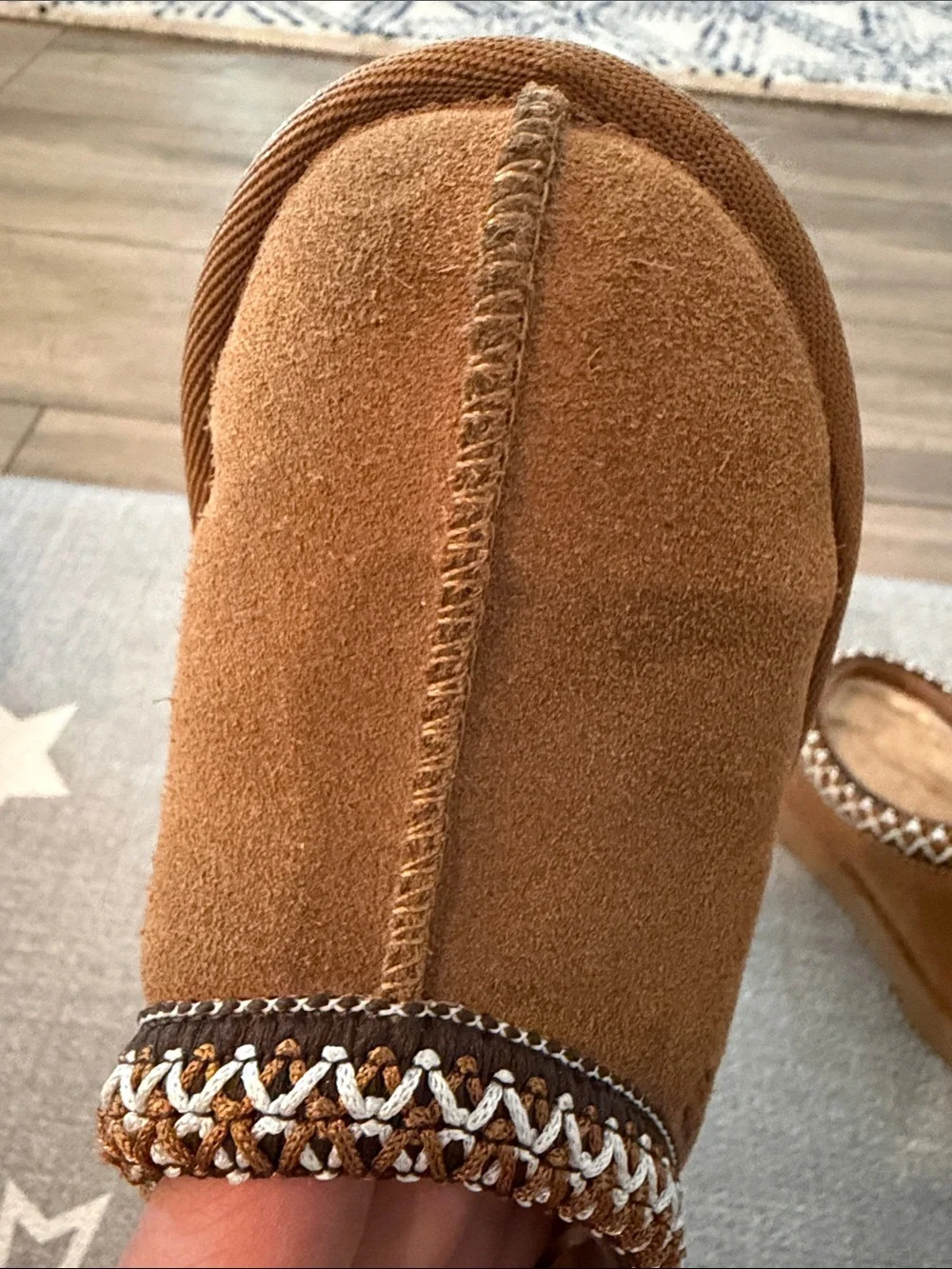 UGG Kids Chestnut Suede Clog Slippers with Trim